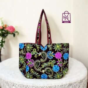 NAKASA Women's Kashmiri Handmade Flower Embroidery Regular Maroon Tote Bag